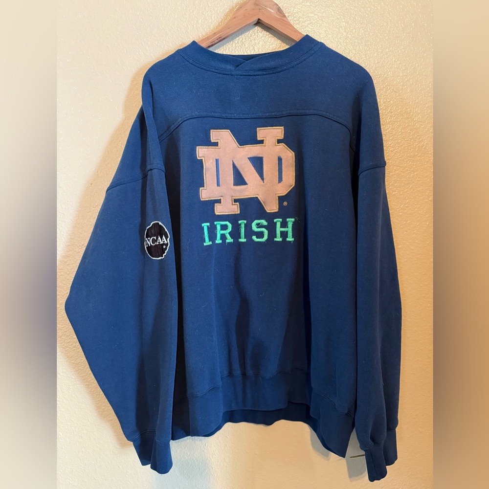 Men's Vintage Notre Dame Fighting Irish Sweatshirt XL Blue Embroidered College